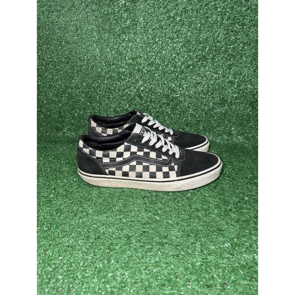 Vans Old Skool Checkerboard Mens Size 8 Black White Skate Shoes Lace Up Sneakers